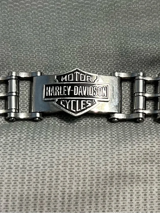 Harley-Davidson Silver-Tone Men's Link Bracelet with Shield Logo - Picture 2 of 10